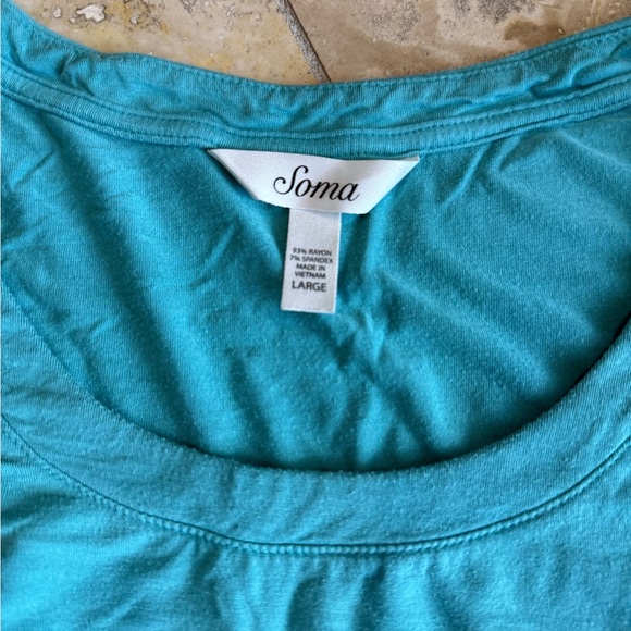 Soma Teal Top with Multicolor Pajama Set - Picture 3 of 7